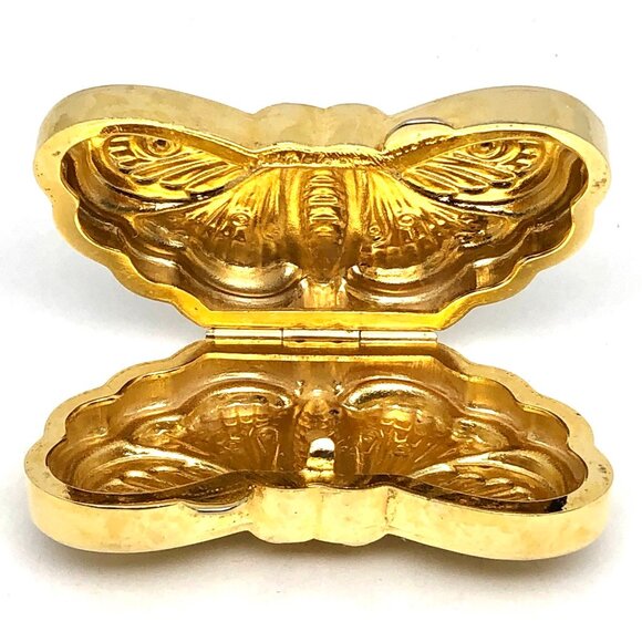 Judith Leiber Butterfly Pillbox gold tone with cabochons Vintage 1985 AS IS - Picture 13 of 16